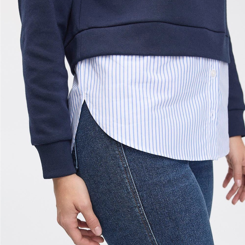 Sz L Reitman’s women’s Long-Sleeve Crew-Neck Sweatshirt with Fooler Insert navy - Picture 4 of 13